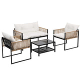 NNEDSZ Gardeon 4 Seater Outdoor Sofa Set 4PCS Table Chair Set Garden Patio Furniture