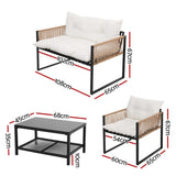 NNEDSZ Gardeon 4 Seater Outdoor Sofa Set 4PCS Table Chair Set Garden Patio Furniture