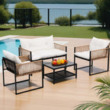 NNEDSZ Gardeon 4 Seater Outdoor Sofa Set 4PCS Table Chair Set Garden Patio Furniture