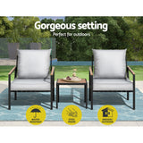 NNEDSZ Gardeon 3PC Outdoor Furniture Bistro Set Lounge Setting Chairs Table Patio Black