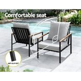 NNEDSZ Gardeon 3PC Outdoor Furniture Bistro Set Lounge Setting Chairs Table Patio Black