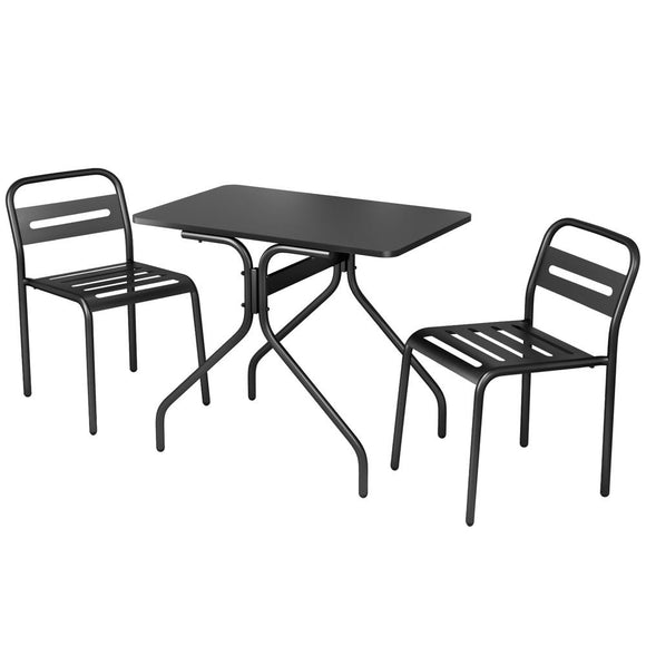 NNEDSZ 3PC Outdoor Bistro Set Patio Furniture Steel Table and Chairs Black