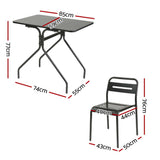NNEDSZ 3PC Outdoor Bistro Set Patio Furniture Steel Table and Chairs Black