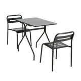 NNEDSZ 3PC Outdoor Bistro Set Patio Furniture Steel Table and Chairs Black