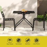 NNEDSZ 3PC Outdoor Bistro Set Patio Furniture Steel Table and Chairs Black