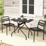 NNEDSZ 3PC Outdoor Bistro Set Patio Furniture Steel Table and Chairs Black