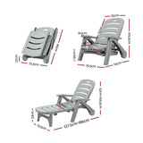 NNEDSZ Gardeon Sun Lounger Folding Lounge Chair Wheels Patio Outdoor Furniture Grey