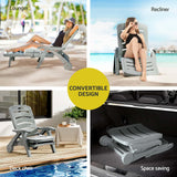 NNEDSZ Gardeon Sun Lounger Folding Lounge Chair Wheels Patio Outdoor Furniture Grey