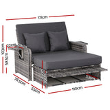 Gardeon Outdoor Day Bed Sun Lounge Setting Wicker Lounger Patio Furniture Grey