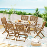 NNEDSZ Gardeon Outdoor Dining Set 7 Piece Wooden Table Chairs Setting Foldable