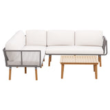 NNEDSZ 5-Seater Outdoor Sofa Set Wooden Lounge Setting Aluminum