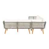 NNEDSZ 5-Seater Outdoor Sofa Set Wooden Lounge Setting Aluminum