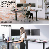 NNEMB Corner Standing Desk, 1730W x 1730W x 750D, 3 Motors, 120kg Load, Sit to Stand Up Electric Height Adjustable, Black/Black Frame