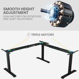 NNEMB Corner Standing Desk, 1730W x 1730W x 750D, 3 Motors, 120kg Load, Sit to Stand Up Electric Height Adjustable, Black/Black Frame
