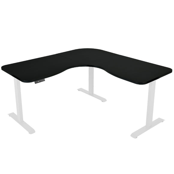 NNEMB Corner Standing Desk, 1730W x 1730W x 750D, 3 Motors, 120kg Load, Sit to Stand Up Electric Height Adjustable, Black/White Frame
