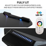 NNEMB Gaming Office Chair and Desk Combo, LED-FX Light Effects, USB Outlets, Headset Hanger, Cup Holder, Black