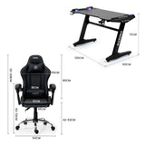 NNEMB Gaming Office Chair and Desk Combo, LED-FX Light Effects, USB Outlets, Headset Hanger, Cup Holder, Black