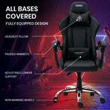 NNEMB Gaming Office Chair and Desk Combo, LED-FX Light Effects, USB Outlets, Headset Hanger, Cup Holder, Black