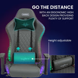 NNEMB Gaming Chair, with Bluetooth Speakers, RGB LED Lights, Reclining Game Armchair, Grey