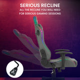 NNEMB Gaming Chair, with Bluetooth Speakers, RGB LED Lights, Reclining Game Armchair, Grey