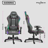 NNEMB Gaming Chair, with Bluetooth Speakers, RGB LED Lights, Reclining Game Armchair, Grey