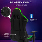 NNEMB Gaming Chair, with Bluetooth Speakers, RGB LED Lights, Reclining Game Armchair, Black