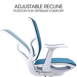 NNEMB Ergonomic Office Desk Chair, Coolmesh Fabric, Adjustable Recline, Blue Mesh/White Frame