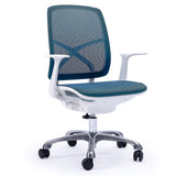 NNEMB Ergonomic Office Desk Chair, Coolmesh Fabric, Adjustable Recline, Blue Mesh/White Frame