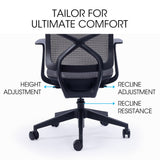 NNEMB Ergonomic Office Desk Chair, Coolmesh Fabric, Adjustable Recline, Dark Grey Mesh/Black Frame