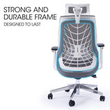 NNEMB Ergonomic Office Desk Chair, Coolmesh Fabric, Headrest, Adjustable Lumbar Support, Recline and Armrests, Dark Grey Mesh/White Frame