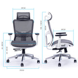 NNEMB Ergonomic Office Desk Chair, Coolmesh Fabric, Headrest, Adjustable Lumbar Support, Armrests and Recline, Dark Grey Mesh/White Frame