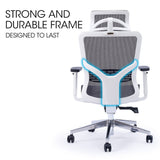 NNEMB Ergonomic Office Desk Chair, Coolmesh Fabric, Headrest, Adjustable Lumbar Support, Armrests and Recline, Dark Grey Mesh/White Frame