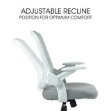 NNEMB Ergonomic Office Desk Chair, Coolmesh Fabric, Adjustable Recline, Grey Mesh/White Frame