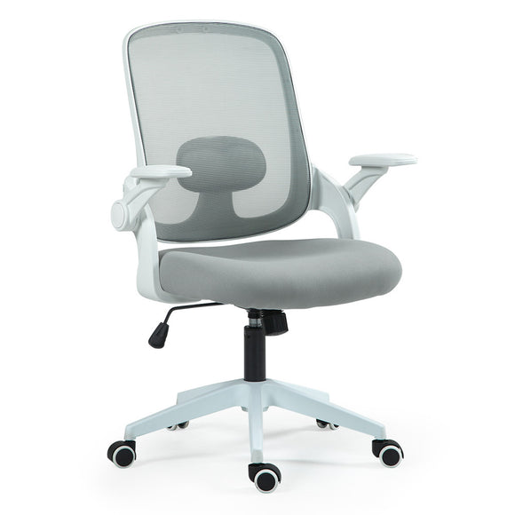 NNEMB Ergonomic Office Desk Chair, Coolmesh Fabric, Adjustable Recline, Grey Mesh/White Frame