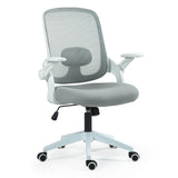 NNEMB Ergonomic Office Desk Chair, Coolmesh Fabric, Adjustable Recline, Grey Mesh/White Frame