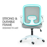NNEMB Ergonomic Office Desk Chair, Coolmesh Fabric, Adjustable Recline, Grey Mesh/White Frame