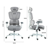 NNEMB Ergonomic Office Desk Chair, Coolmesh Fabric, Adjustable Lumbar Support, Headrest, Armrest and Recline, White Mesh/Grey Frame