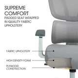 NNEMB Ergonomic Office Desk Chair, Coolmesh Fabric, Adjustable Lumbar Support, Headrest, Armrest and Recline, White Mesh/Grey Frame
