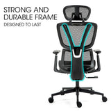 NNEMB Ergonomic Office Desk Chair, Coolmesh Fabric, Adjustable Lumbar Support, Headrest, Armrest and Recline, Black Mesh/Black Frame
