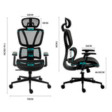 NNEMB Ergonomic Office Desk Chair, Coolmesh Fabric, Adjustable Lumbar Support, Headrest, Armrest and Recline, Black Mesh/Black Frame