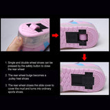 Rechargeable Double Wheel Roller Skating Shoes - Pink Size 27-1915196538175492100