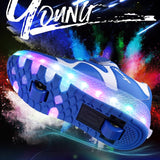 Rechargeable Double Wheel Roller Skating Shoes - Pink Size 36-1915196537865113608
