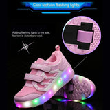 Rechargeable Double Wheel Roller Skating Shoes - Ultra Light Mesh - Black - Size 41-1915196744250036227
