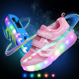 Rechargeable Double Wheel Roller Skating Shoes - Ultra Light Mesh - Black - Size 43-1915196773291397122