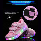 Rechargeable Double Wheel Roller Skating Shoes - Ultra Light Mesh - Black - Size 43-1915196773291397123