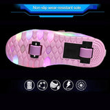 Rechargeable Double Wheel Roller Skating Shoes - Ultra Light Mesh - Black - Size 43-1915196773291397127