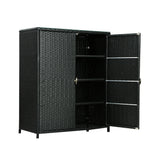 NNEDSZ Outdoor Storage Cabinet Box Garage Wicker Shelf Chest Garden Shed Tools