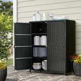 NNEDSZ Outdoor Storage Cabinet Box Garage Wicker Shelf Chest Garden Shed Tools