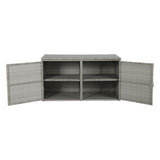 NNEDSZ Outdoor Storage Cabinet Box Deck Wicker Shelf Chest Garden Shed Tools