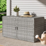NNEDSZ Outdoor Storage Cabinet Box Deck Wicker Shelf Chest Garden Shed Tools